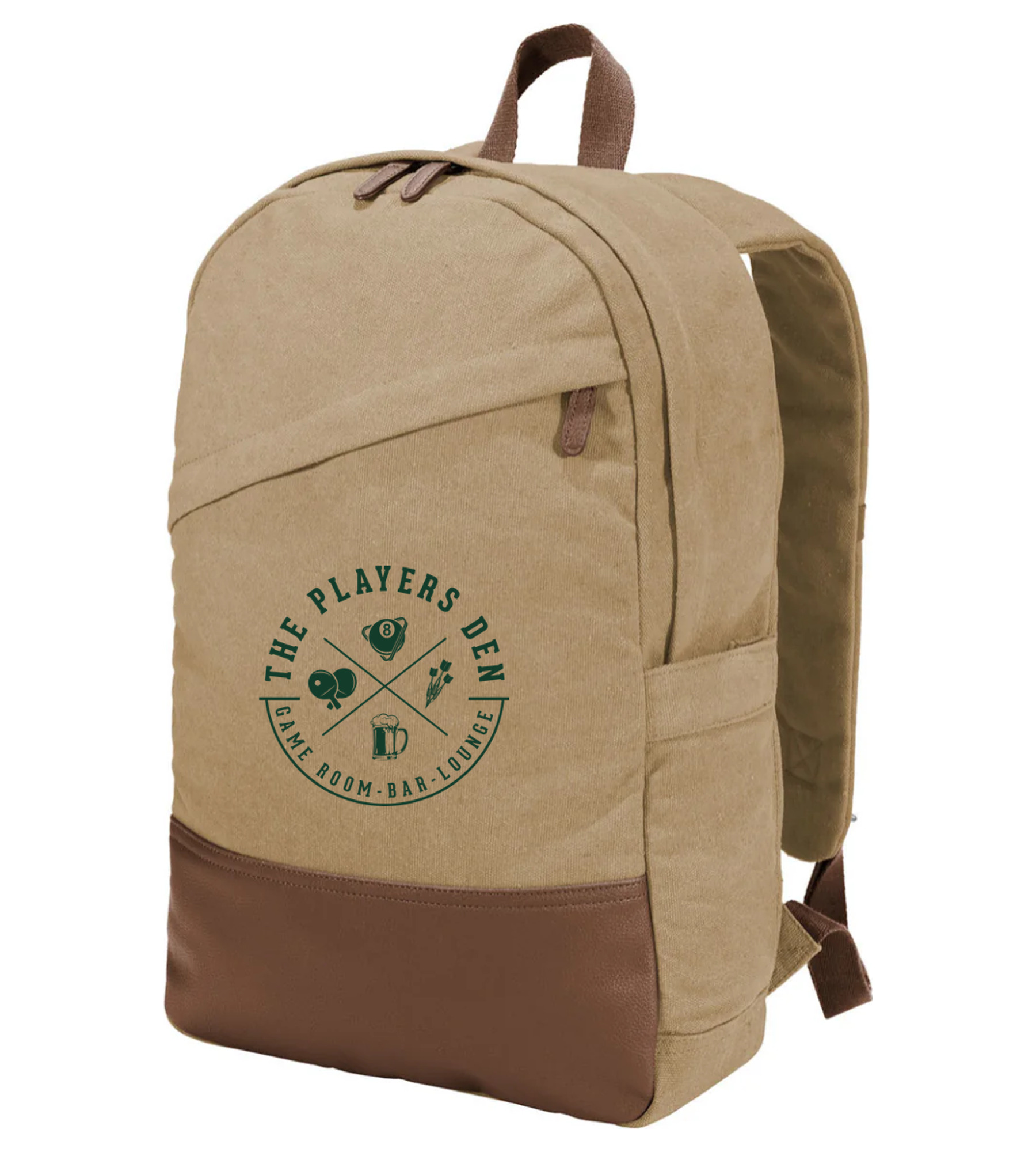 Port Authority Cotton Canvas Backpack Desert Khaki with Players Den